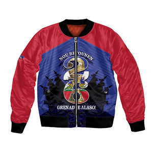 Personalized Les Grenadiers Haiti Football Bomber Jacket 2026 Nou Retounen Blue Version - African Pride