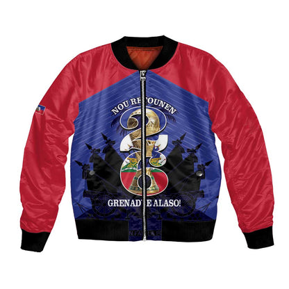 Personalized Les Grenadiers Haiti Football Bomber Jacket 2026 Nou Retounen Blue Version - African Pride