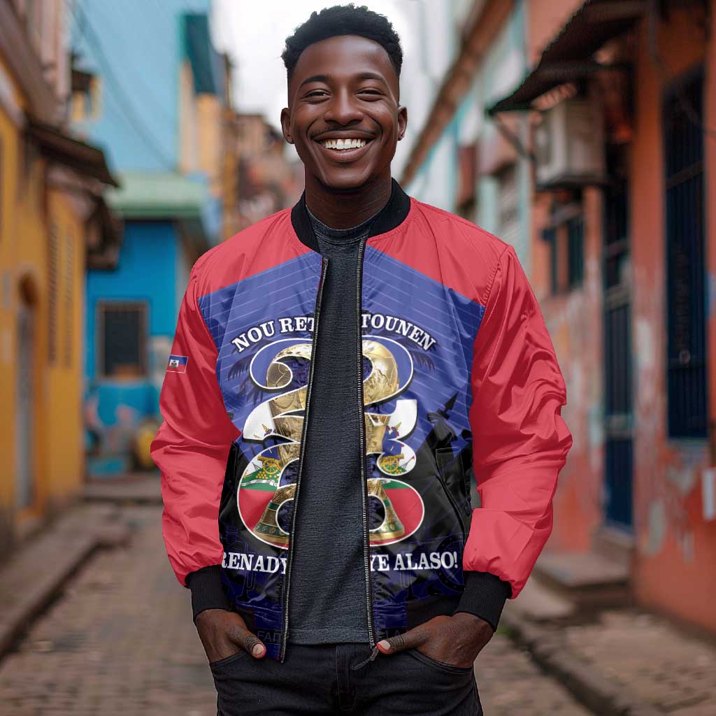 Personalized Les Grenadiers Haiti Football Bomber Jacket 2026 Nou Retounen Blue Version - African Pride