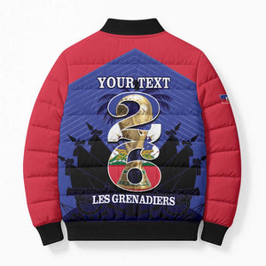 Personalized Les Grenadiers Haiti Football Bomber Puffer Jacket 2026 Nou Retounen Blue Version
