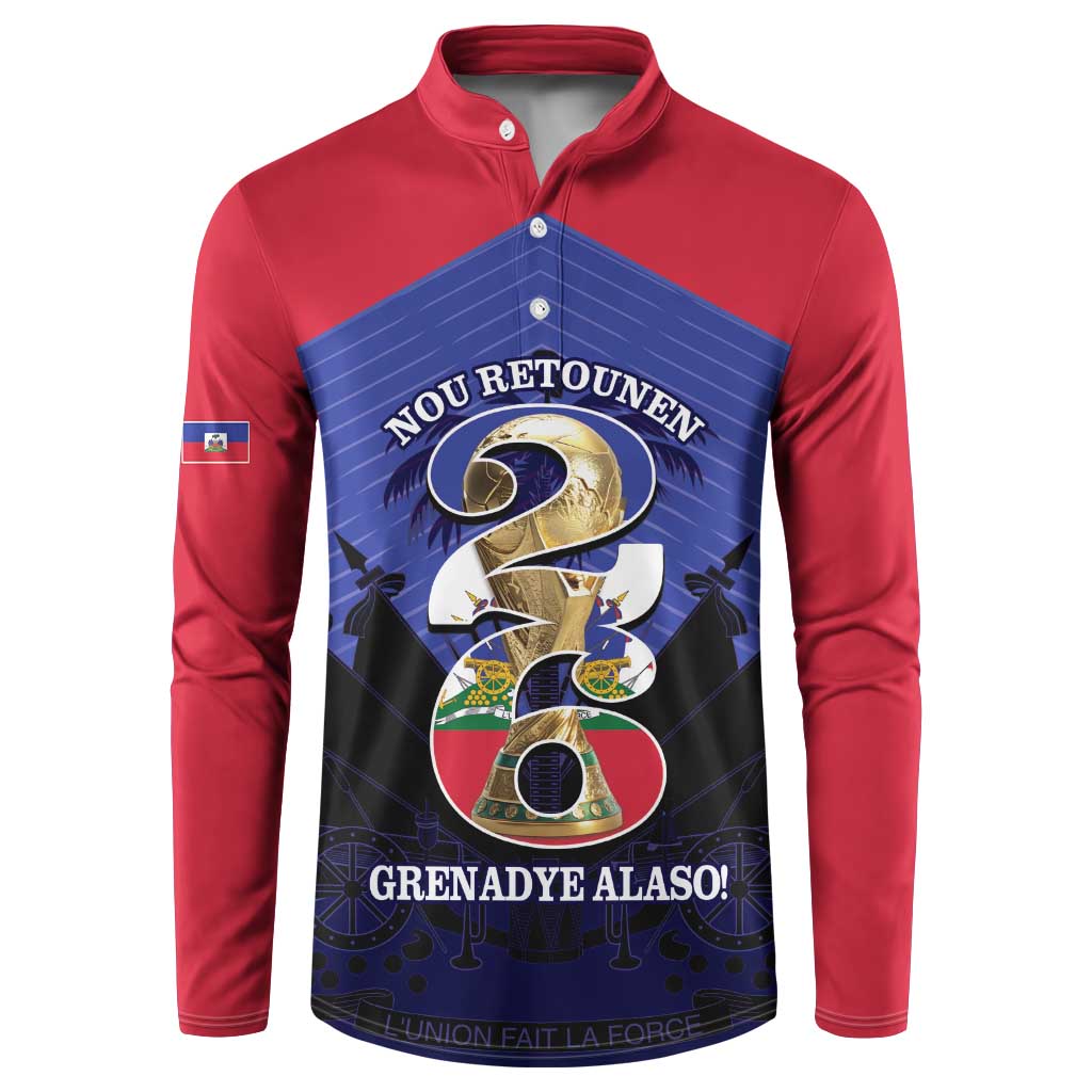 Personalized Les Grenadiers Haiti Football Button Sweatshirt 2026 Nou Retounen Blue Version