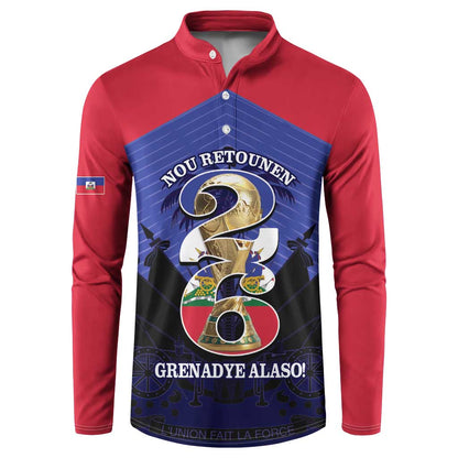 Personalized Les Grenadiers Haiti Football Button Sweatshirt 2026 Nou Retounen Blue Version