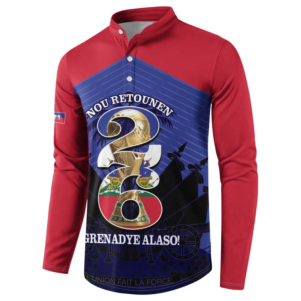Personalized Les Grenadiers Haiti Football Button Sweatshirt 2026 Nou Retounen Blue Version