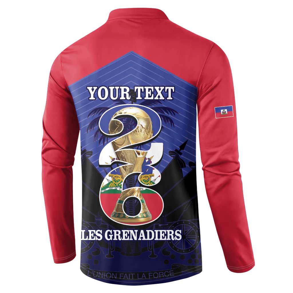 Personalized Les Grenadiers Haiti Football Button Sweatshirt 2026 Nou Retounen Blue Version