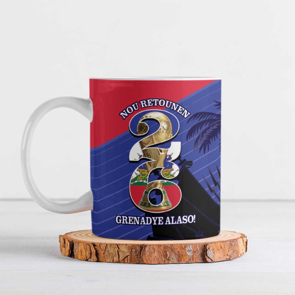 Personalized Les Grenadiers Haiti Football Ceramic Mug 2026 Nou Retounen Blue Version
