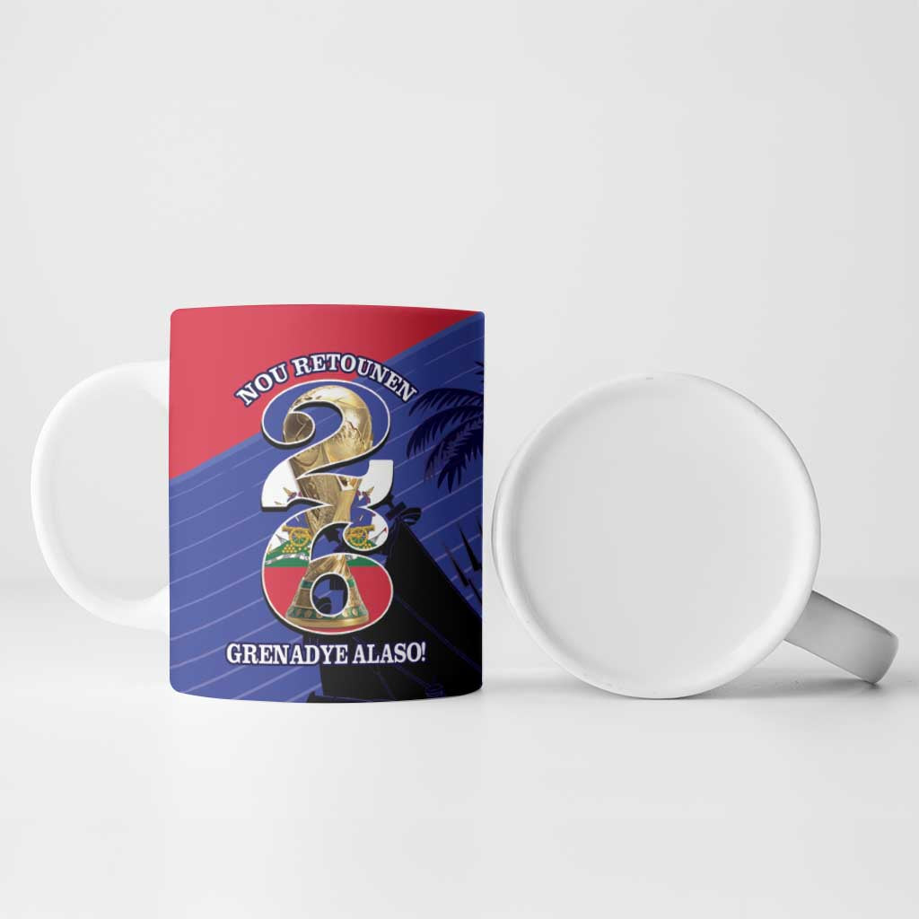 Personalized Les Grenadiers Haiti Football Ceramic Mug 2026 Nou Retounen Blue Version