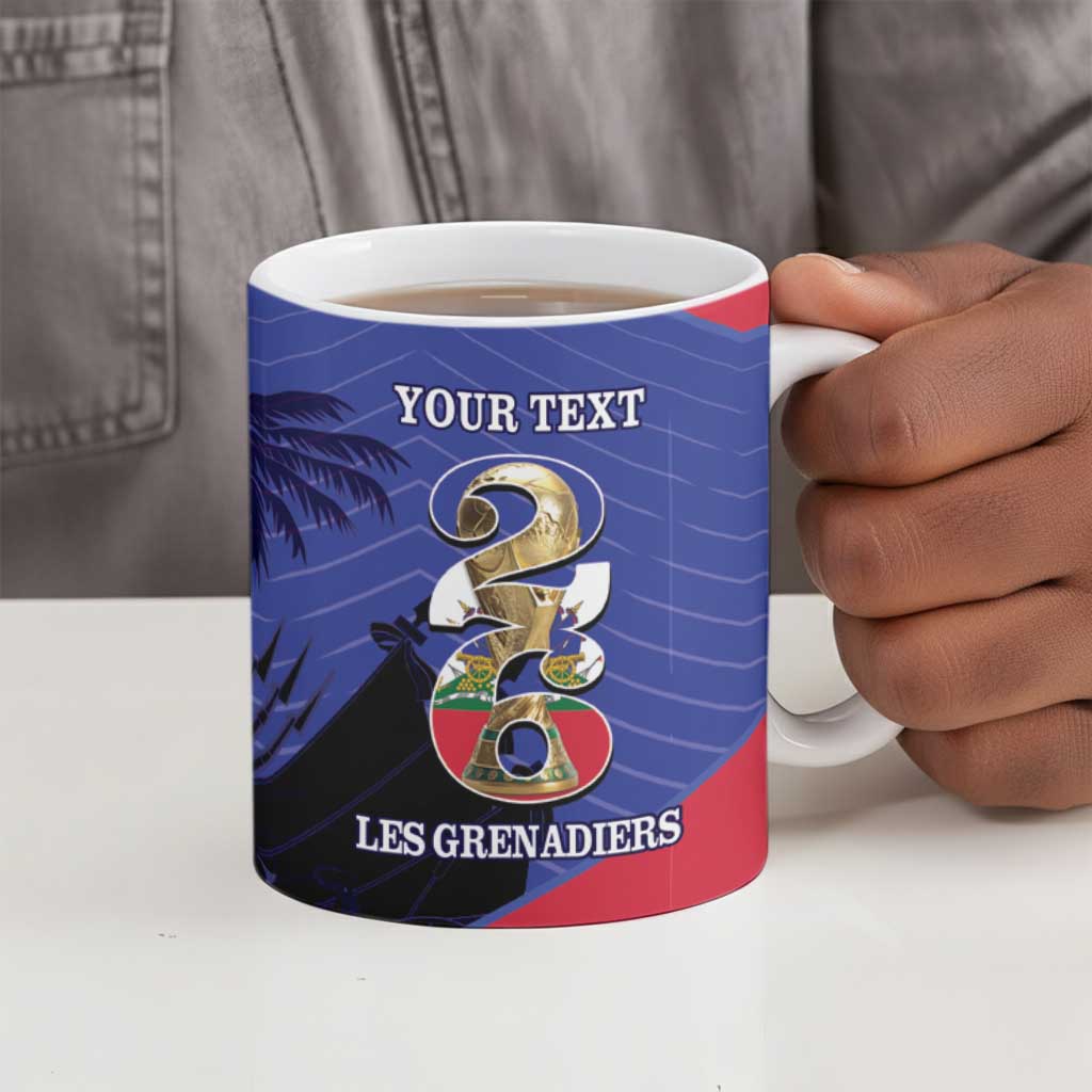 Personalized Les Grenadiers Haiti Football Ceramic Mug 2026 Nou Retounen Blue Version