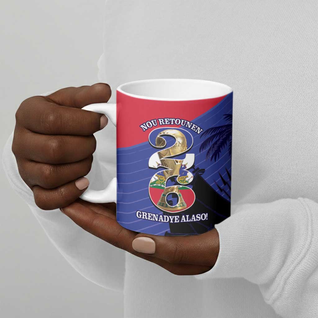 Personalized Les Grenadiers Haiti Football Ceramic Mug 2026 Nou Retounen Blue Version