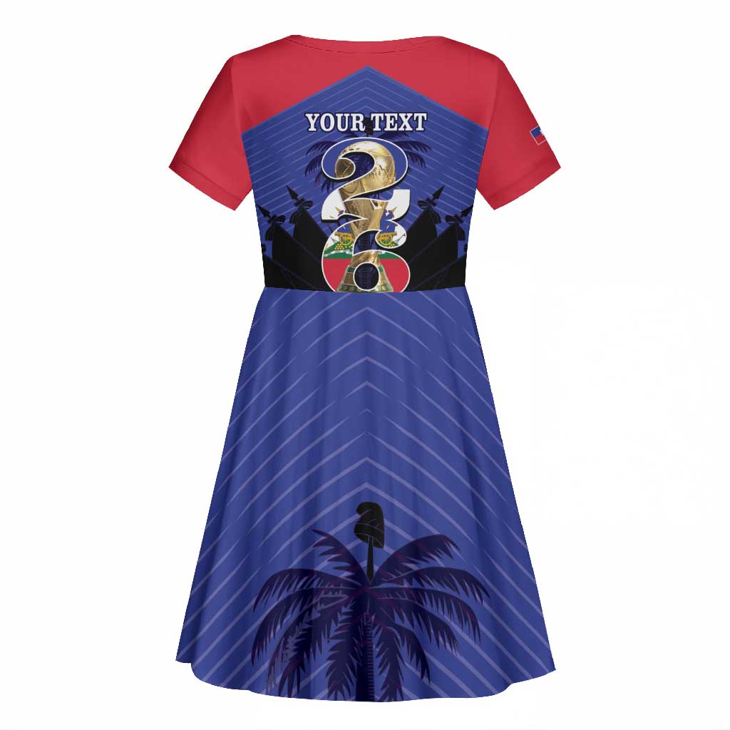 Personalized Les Grenadiers Haiti Football Kid Short Sleeve Dress 2026 Nou Retounen Blue Version LT14