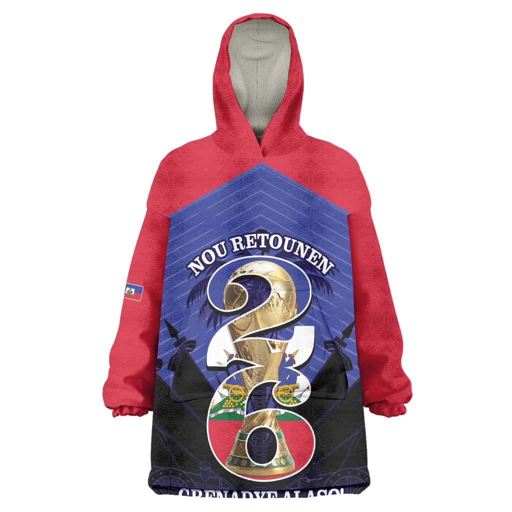 Personalized Les Grenadiers Haiti Football Kid Wearable Blanket Hoodie 2026 Nou Retounen Blue Version - African Pride