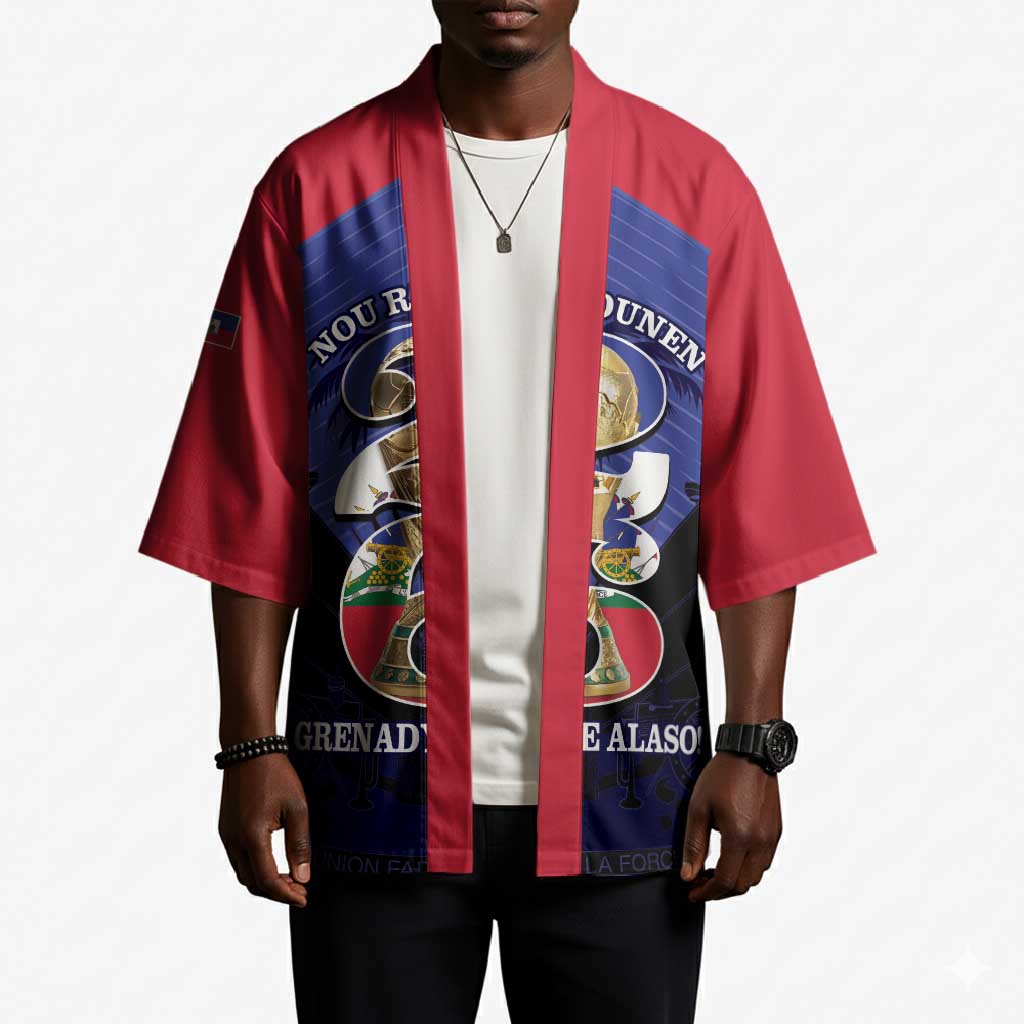 Personalized Les Grenadiers Haiti Football Kimono 2026 Nou Retounen Blue Version