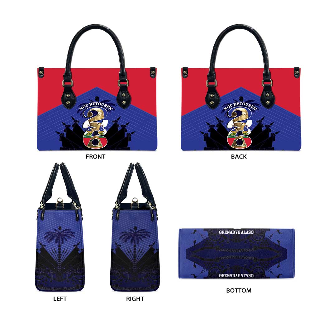 Les Grenadiers Haiti Football Leather Bag 2026 Nou Retounen Blue Version