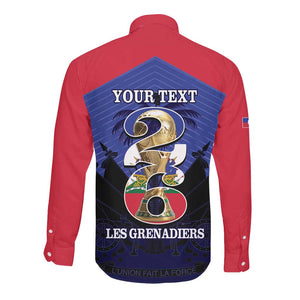 Personalized Les Grenadiers Haiti Football Long Sleeve Button Shirt 2026 Nou Retounen Blue Version - African Pride