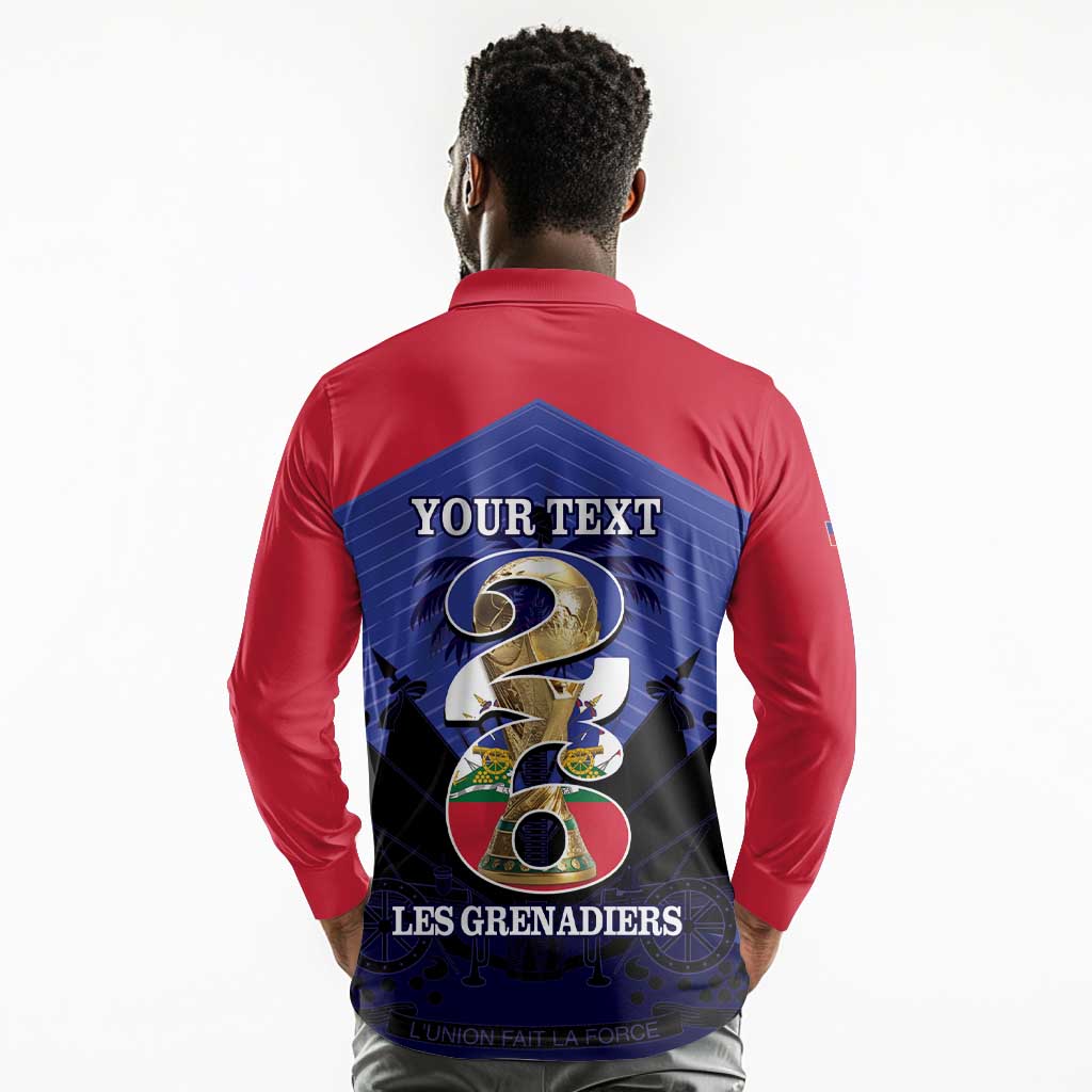 Personalized Les Grenadiers Haiti Football Long Sleeve Polo Shirt 2026 Nou Retounen Blue Version - African Pride