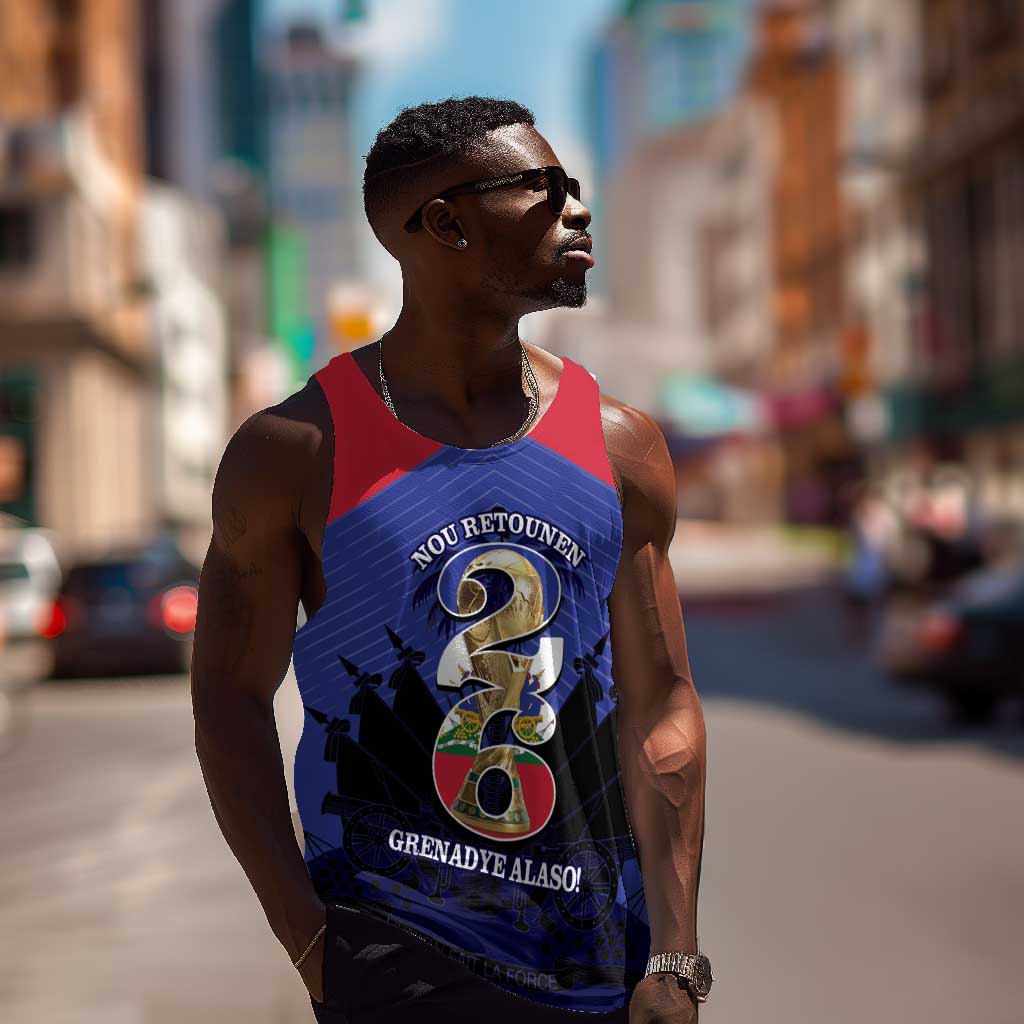 Personalized Les Grenadiers Haiti Football Men Tank Top 2026 Nou Retounen Blue Version - African Pride