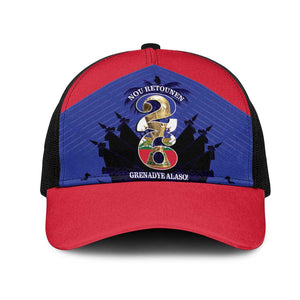 Les Grenadiers Haiti Football Mesh Trucker Cap 2026 Nou Retounen Blue Version - African Pride