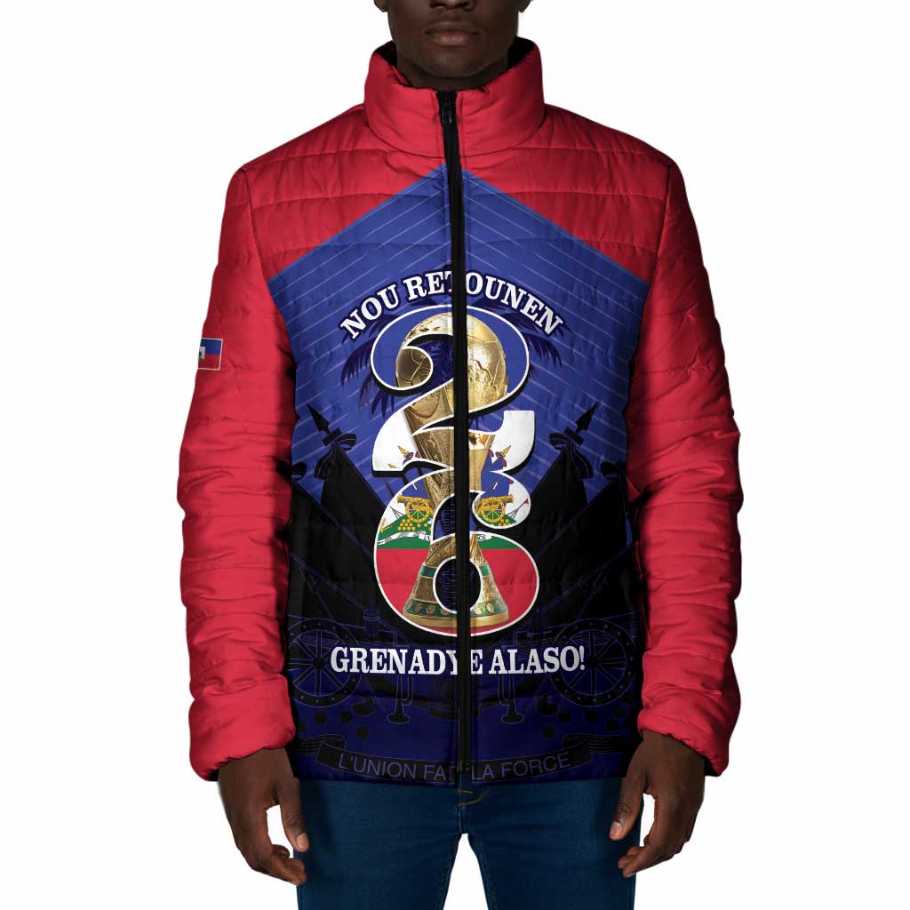 Personalized Les Grenadiers Haiti Football Padded Jacket 2026 Nou Retounen Blue Version