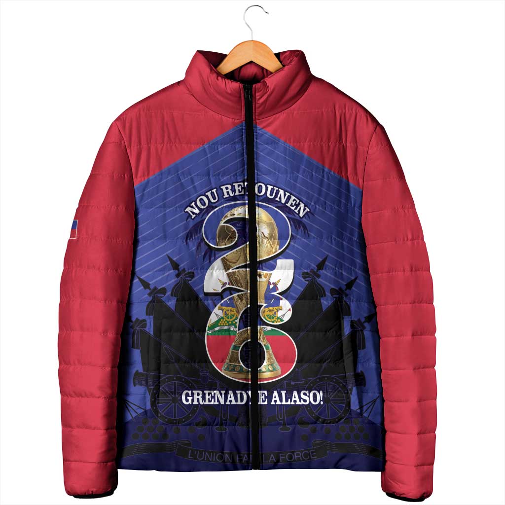 Personalized Les Grenadiers Haiti Football Padded Jacket 2026 Nou Retounen Blue Version