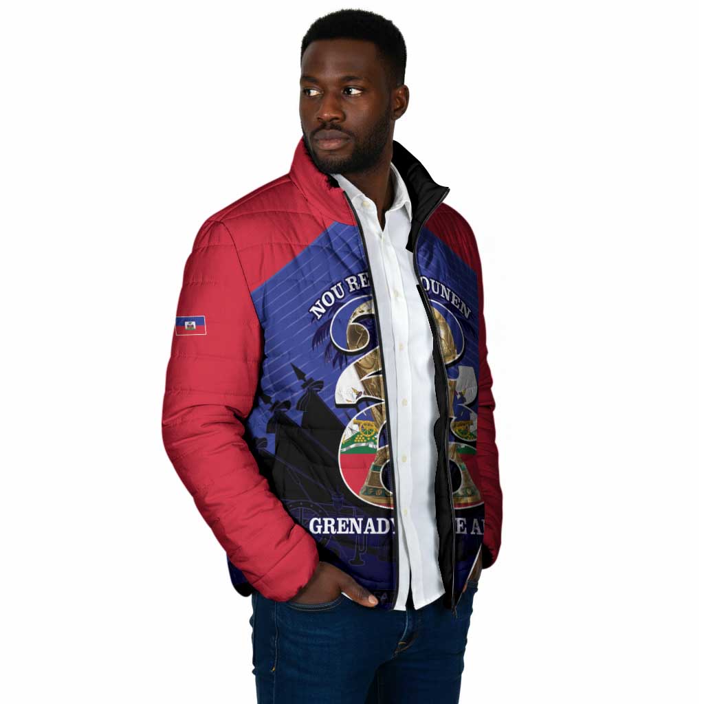 Personalized Les Grenadiers Haiti Football Padded Jacket 2026 Nou Retounen Blue Version
