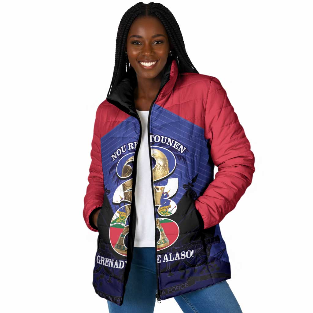 Personalized Les Grenadiers Haiti Football Padded Jacket 2026 Nou Retounen Blue Version