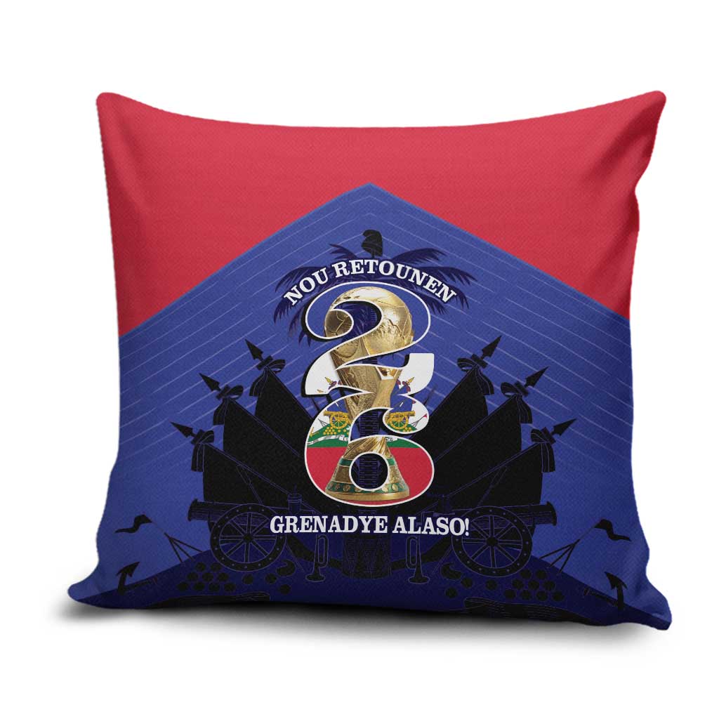 Les Grenadiers Haiti Football Pillow Cover 2026 Nou Retounen Blue Version