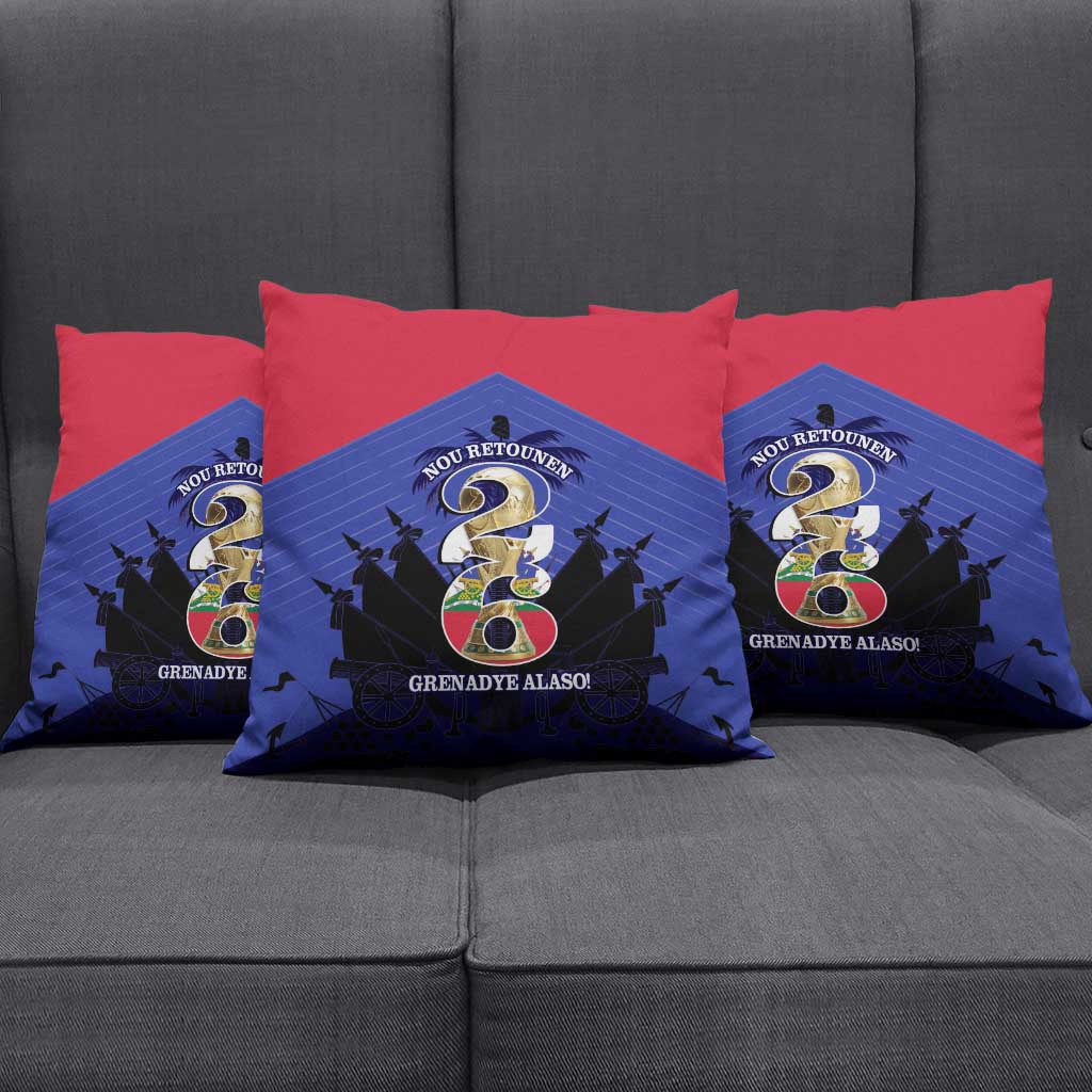 Les Grenadiers Haiti Football Pillow Cover 2026 Nou Retounen Blue Version