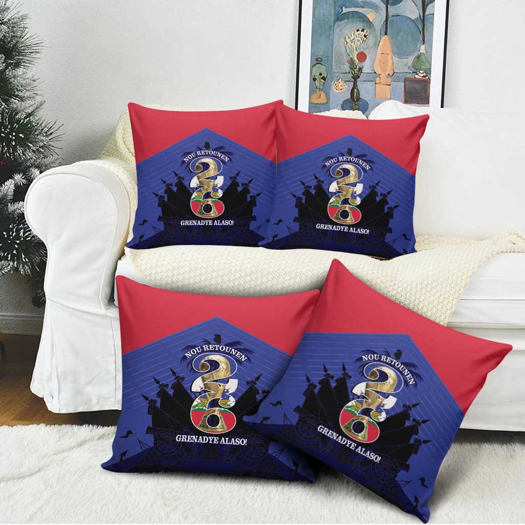 Les Grenadiers Haiti Football Pillow Cover 2026 Nou Retounen Blue Version
