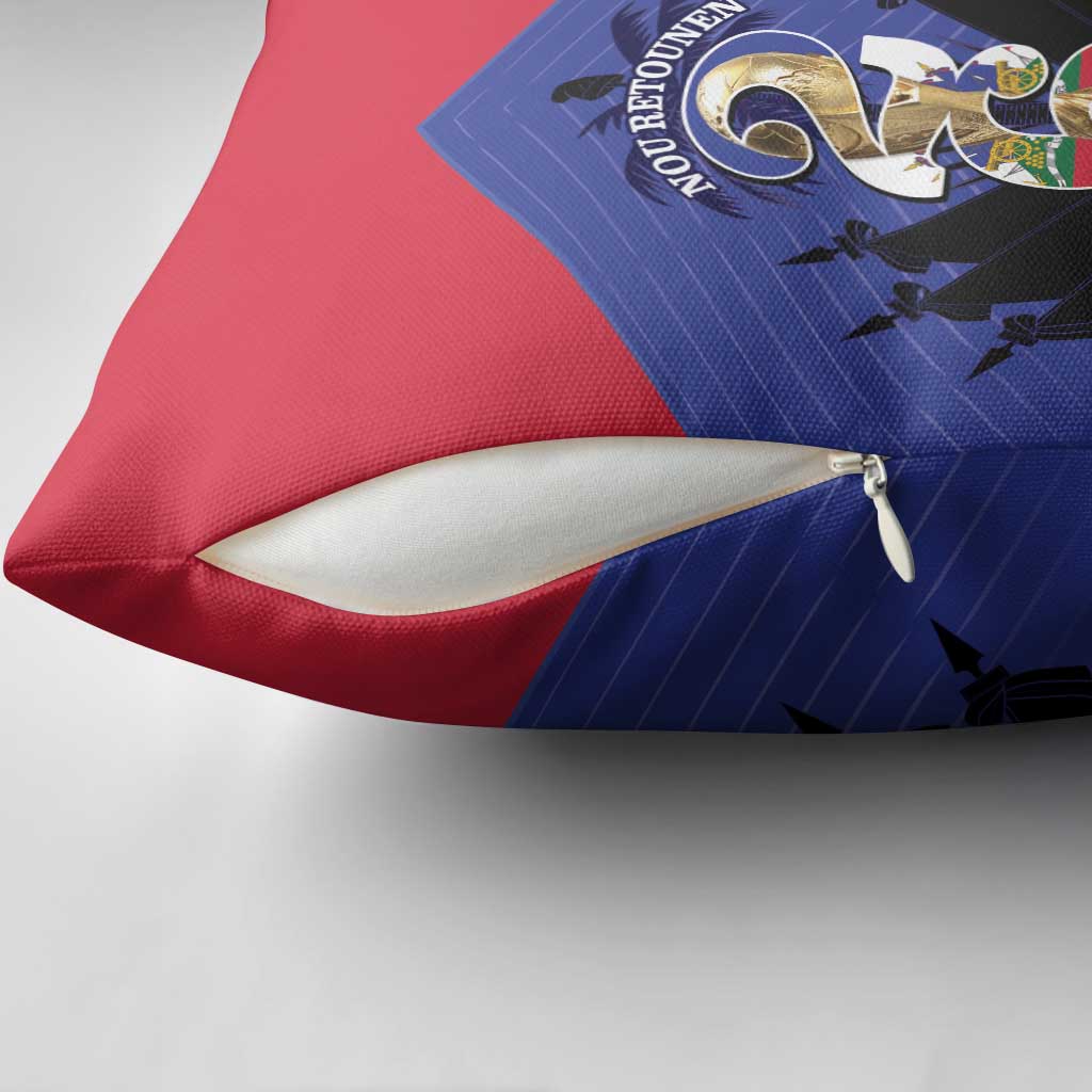 Les Grenadiers Haiti Football Pillow Cover 2026 Nou Retounen Blue Version