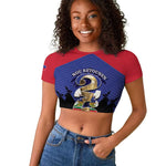 Personalized Les Grenadiers Haiti Football Raglan Cropped T shirt 2026 Nou Retounen Blue Version LT14