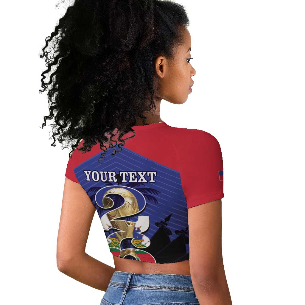 Personalized Les Grenadiers Haiti Football Raglan Cropped T shirt 2026 Nou Retounen Blue Version LT14