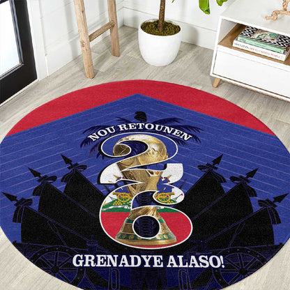 Les Grenadiers Haiti Football Round Carpet 2026 Nou Retounen Blue Version - African Pride