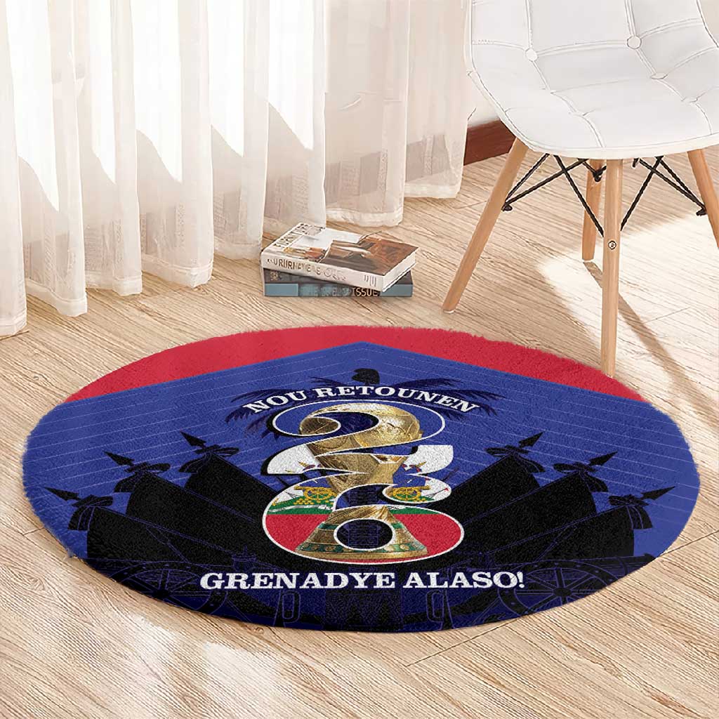Les Grenadiers Haiti Football Round Carpet 2026 Nou Retounen Blue Version - African Pride