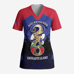 Personalized Les Grenadiers Haiti Football Scrub Top 2026 Nou Retounen Blue Version - African Pride