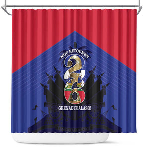 Les Grenadiers Haiti Football Shower Curtain 2026 Nou Retounen Blue Version - African Pride