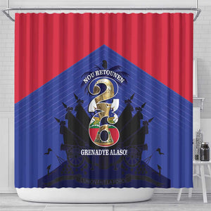 Les Grenadiers Haiti Football Shower Curtain 2026 Nou Retounen Blue Version - African Pride