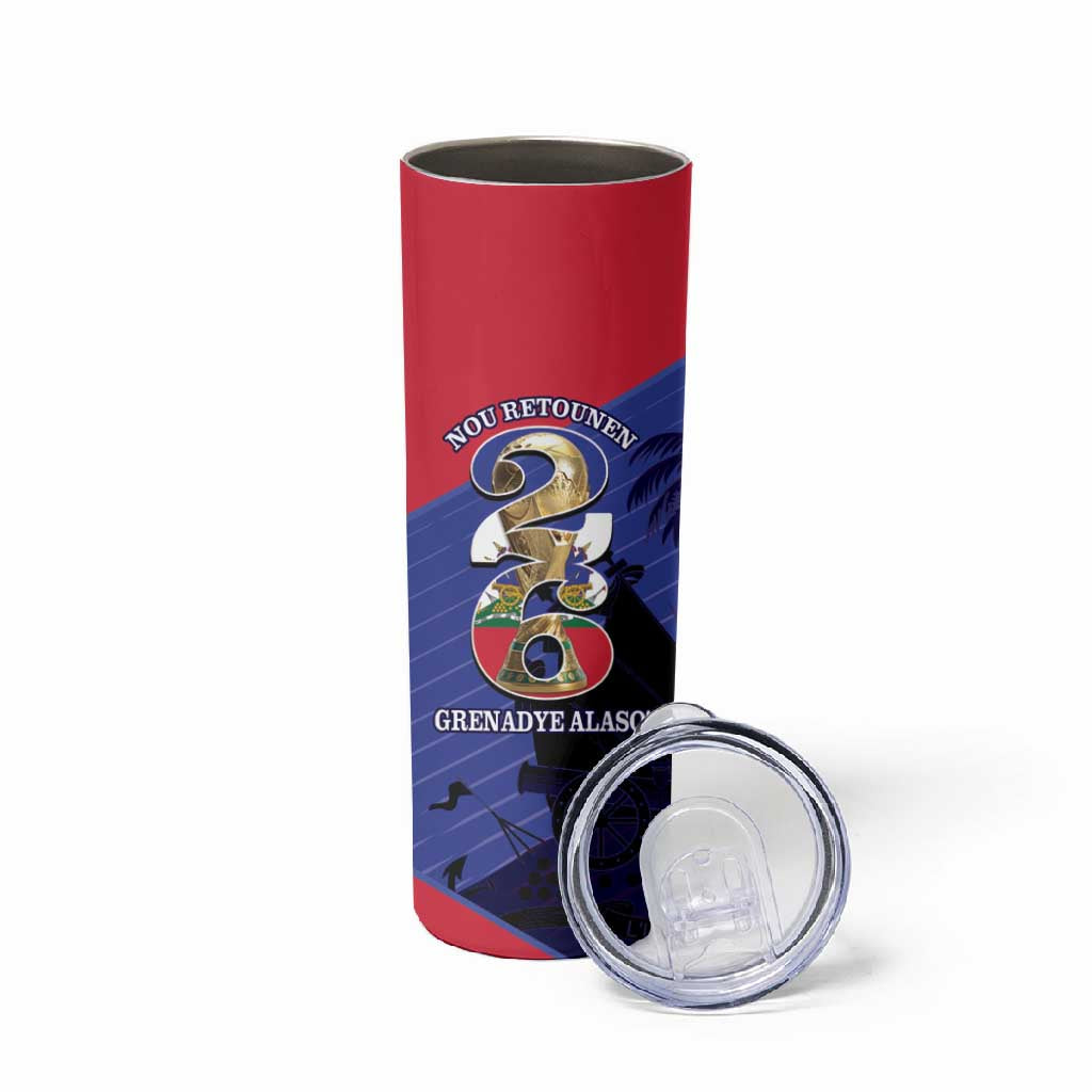 Personalized Les Grenadiers Haiti Football Skinny Tumbler 2026 Nou Retounen Blue Version - African Pride