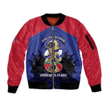 Personalized Les Grenadiers Haiti Football Sleeve Zip Bomber Jacket 2026 Nou Retounen Blue Version - African Pride