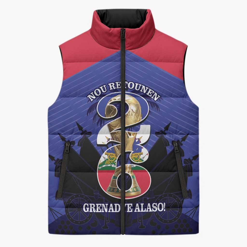 Personalized Les Grenadiers Haiti Football Sleeveless Puffer Jacket 2026 Nou Retounen Blue Version