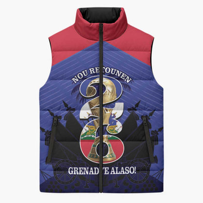 Personalized Les Grenadiers Haiti Football Sleeveless Puffer Jacket 2026 Nou Retounen Blue Version