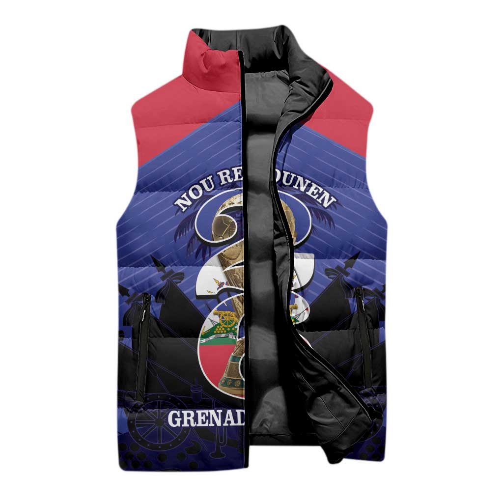 Personalized Les Grenadiers Haiti Football Sleeveless Puffer Jacket 2026 Nou Retounen Blue Version