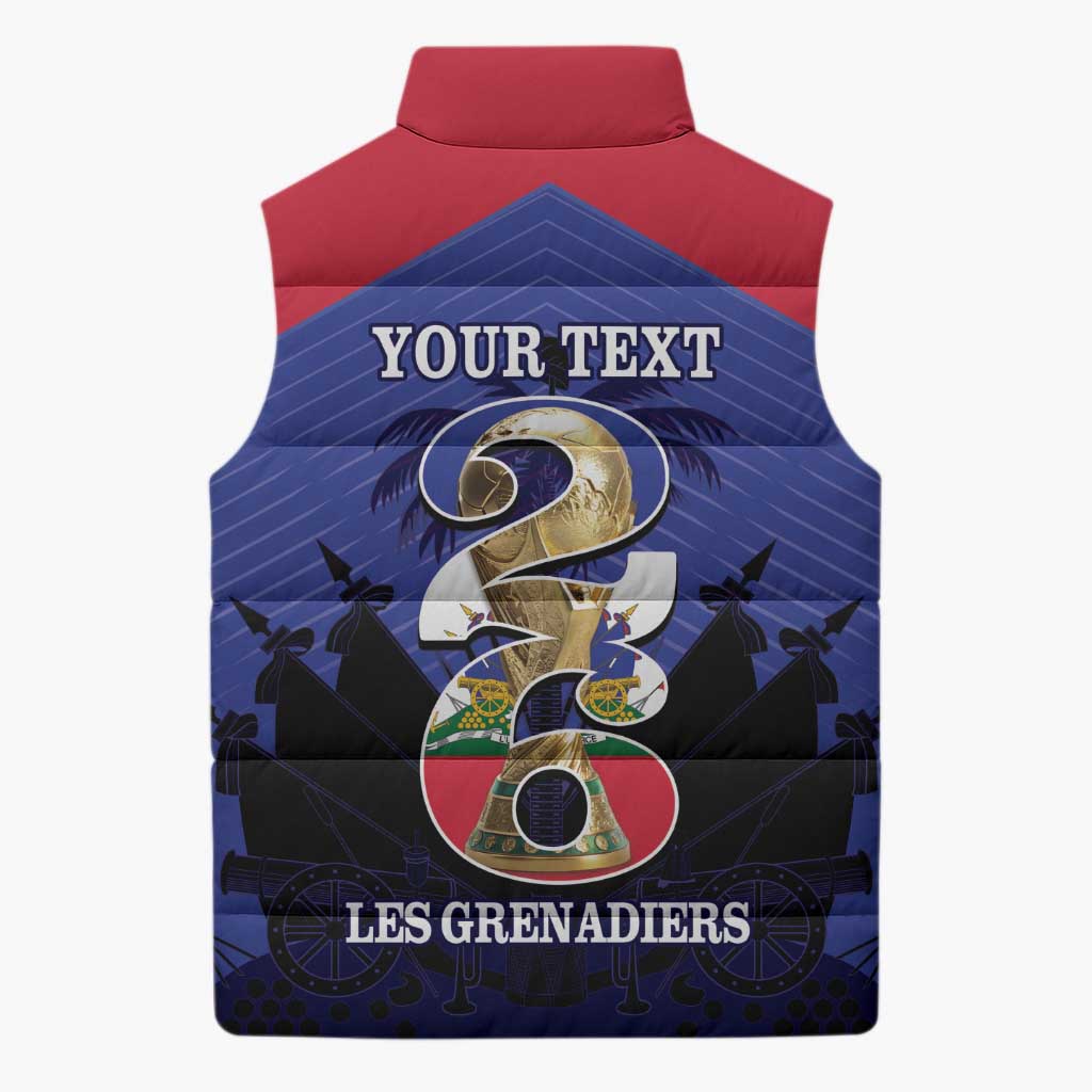 Personalized Les Grenadiers Haiti Football Sleeveless Puffer Jacket 2026 Nou Retounen Blue Version