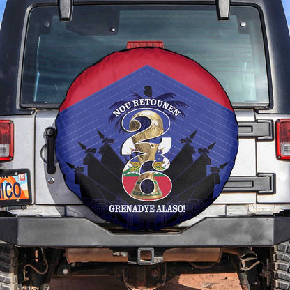 Les Grenadiers Haiti Football Spare Tire Cover 2026 Nou Retounen Blue Version - African Pride