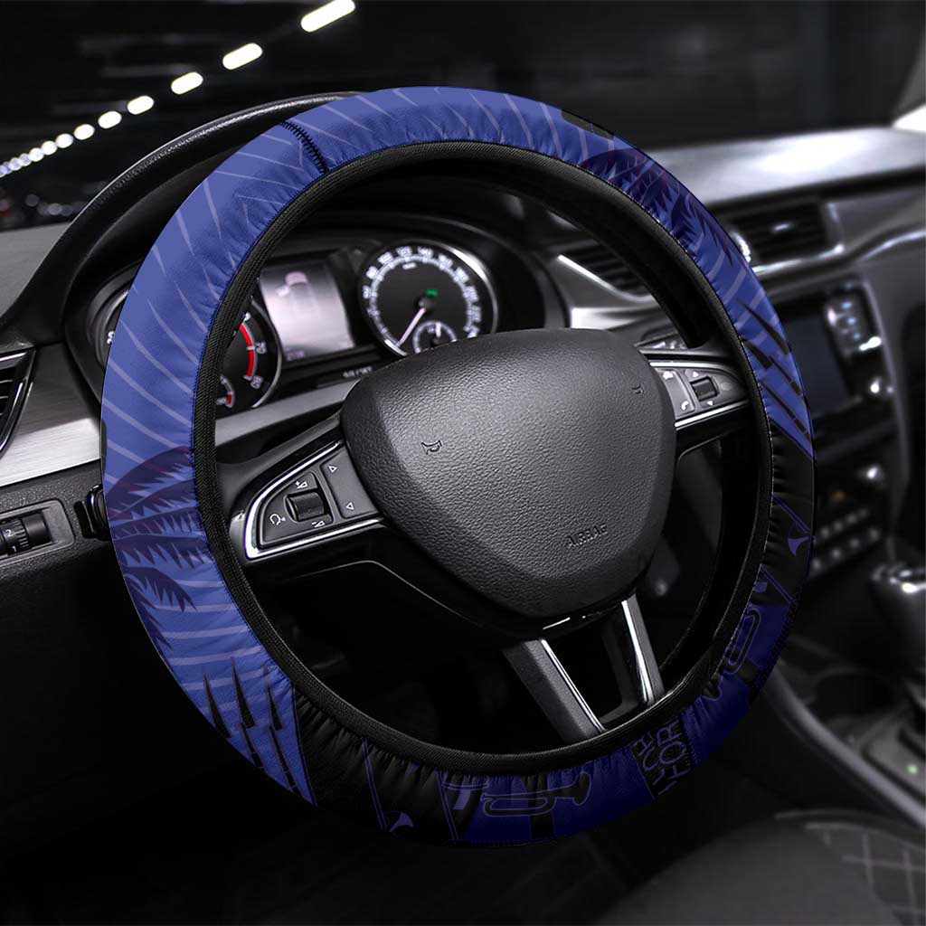 Les Grenadiers Haiti Football Steering Wheel Cover 2026 Nou Retounen Blue Version - African Pride