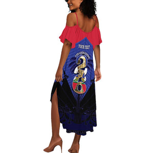 Personalized Les Grenadiers Haiti Football Summer Maxi Dress 2026 Nou Retounen Blue Version LT14
