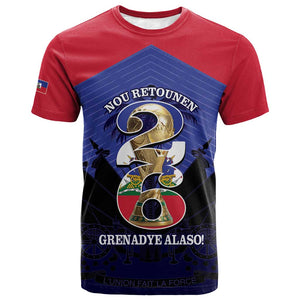 Personalized Les Grenadiers Haiti Football T shirt 2026 Nou Retounen Blue Version LT14