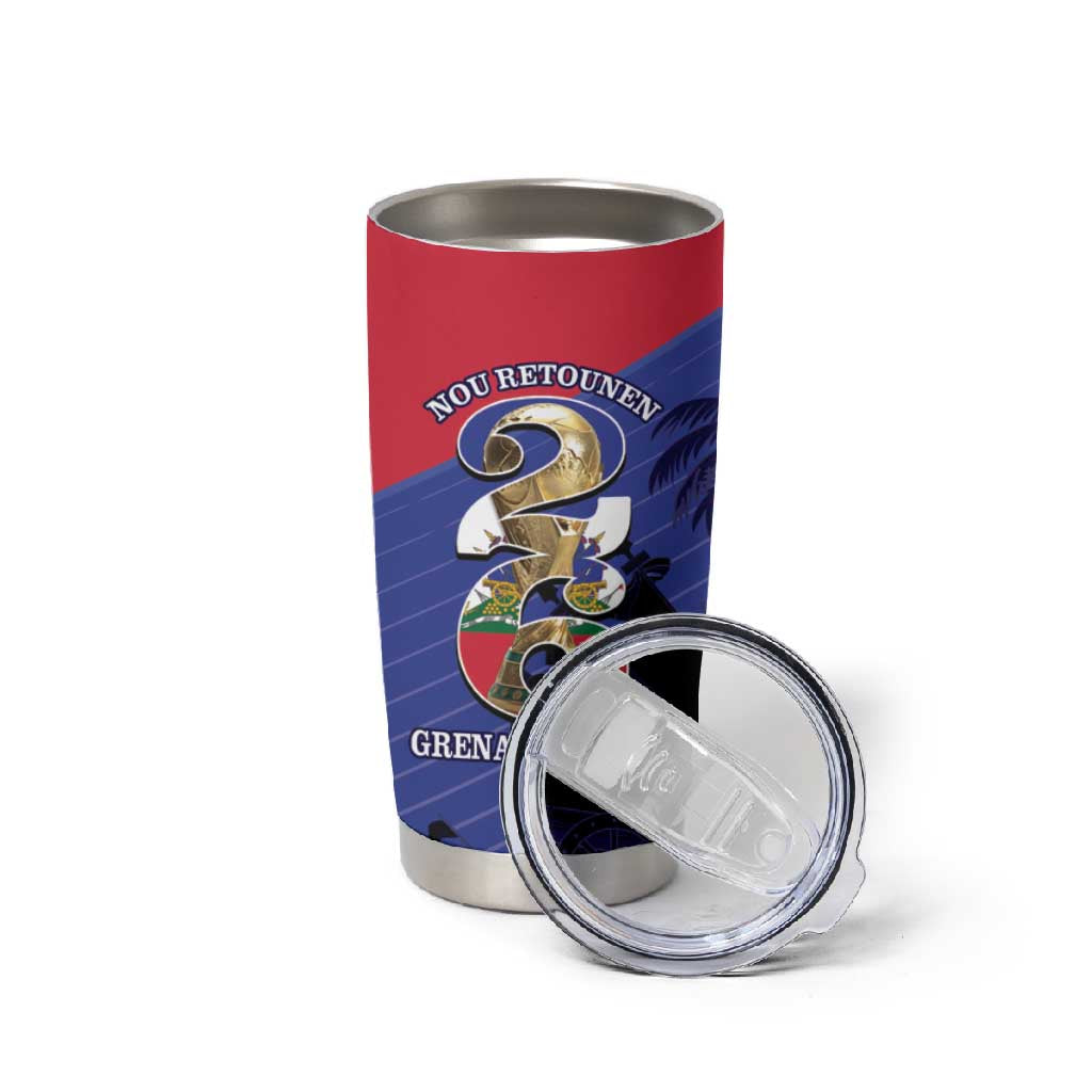 Personalized Les Grenadiers Haiti Football Tumbler Cup 2026 Nou Retounen Blue Version - African Pride