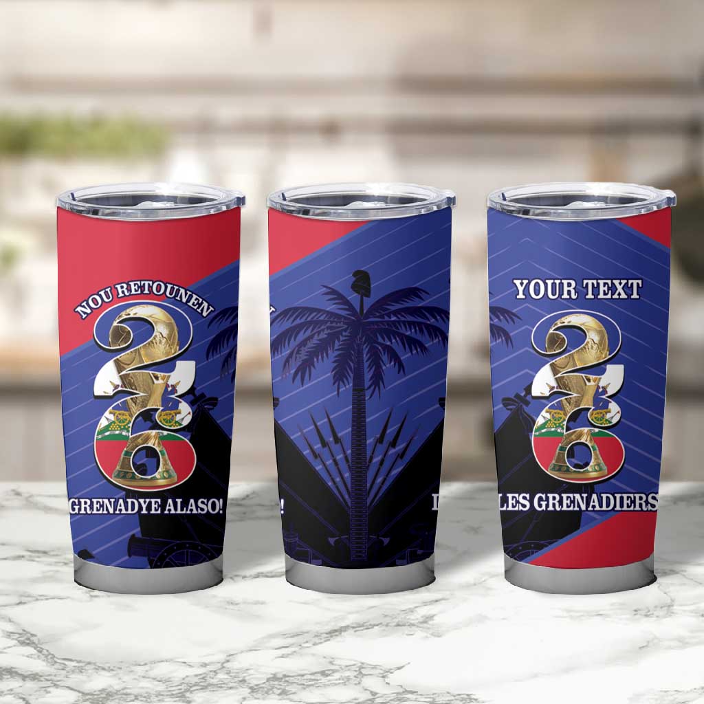 Personalized Les Grenadiers Haiti Football Tumbler Cup 2026 Nou Retounen Blue Version - African Pride