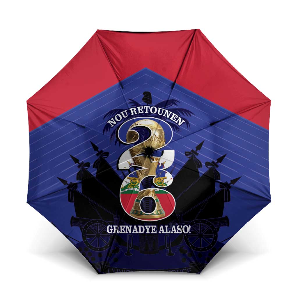 Les Grenadiers Haiti Football Umbrella 2026 Nou Retounen Blue Version