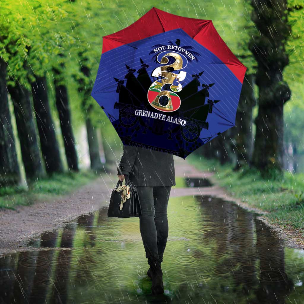 Les Grenadiers Haiti Football Umbrella 2026 Nou Retounen Blue Version