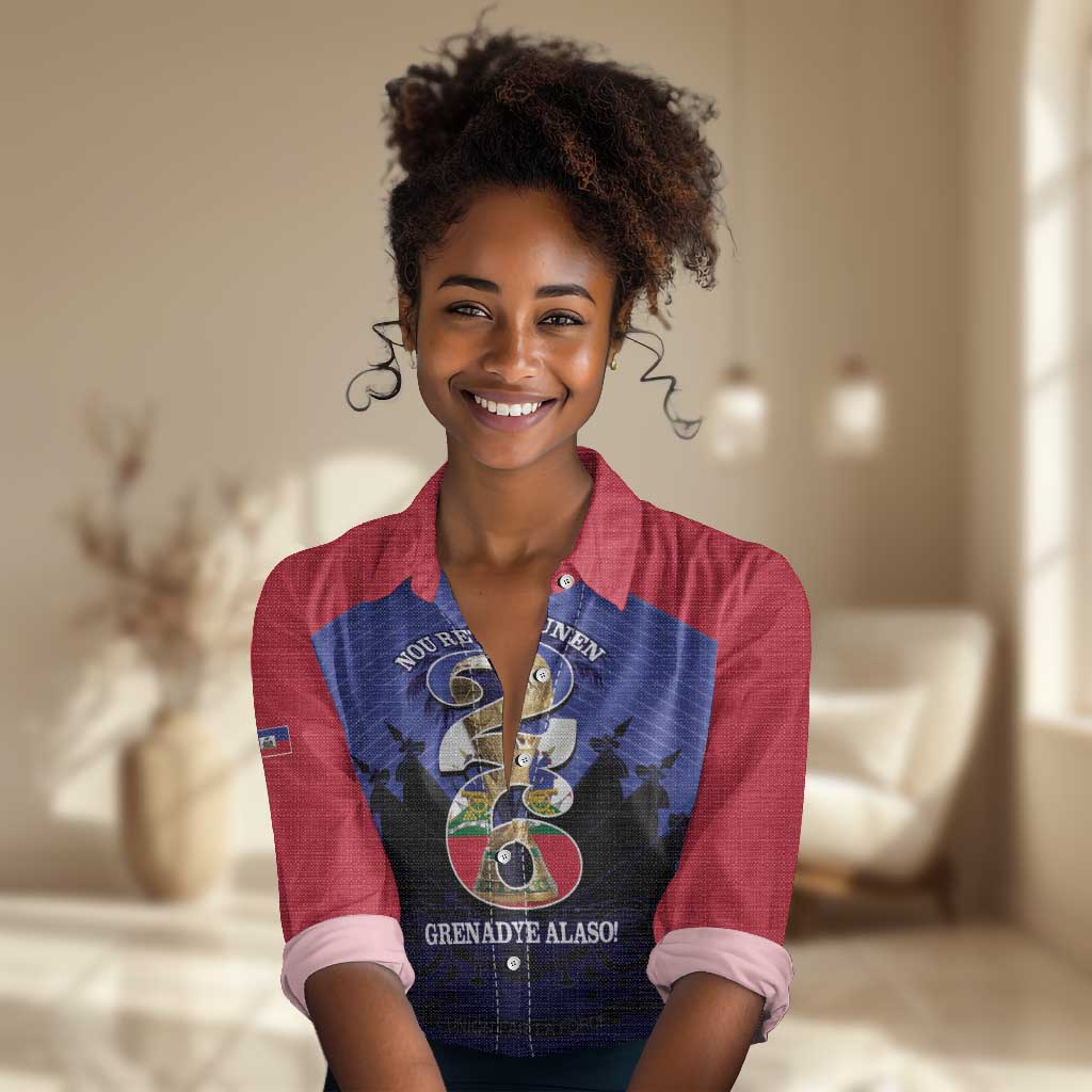 Personalized Les Grenadiers Haiti Football Women Casual Shirt 2026 Nou Retounen Blue Version - African Pride